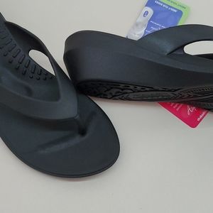 Okabashi Shoes - Aspire black raised heal 2" flip flops NWT Okabashi Shoes - Aspire black raised heal 2" flip flops NWT